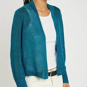Eileen Fisher Open Stitch Organic Linen and Organic Cotton Cardigan Sz 1X